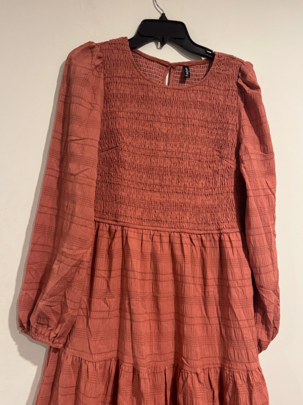 Women’s Boho Maxi Dress Smocked Tiered Puff Sleeve A-Line Fall Party Wedding M - Picture 10 of 16